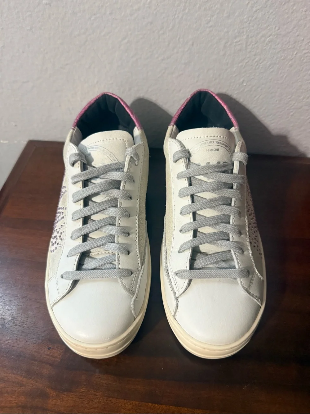 R448 Suede Low-Top Sneakers with Pink Accent